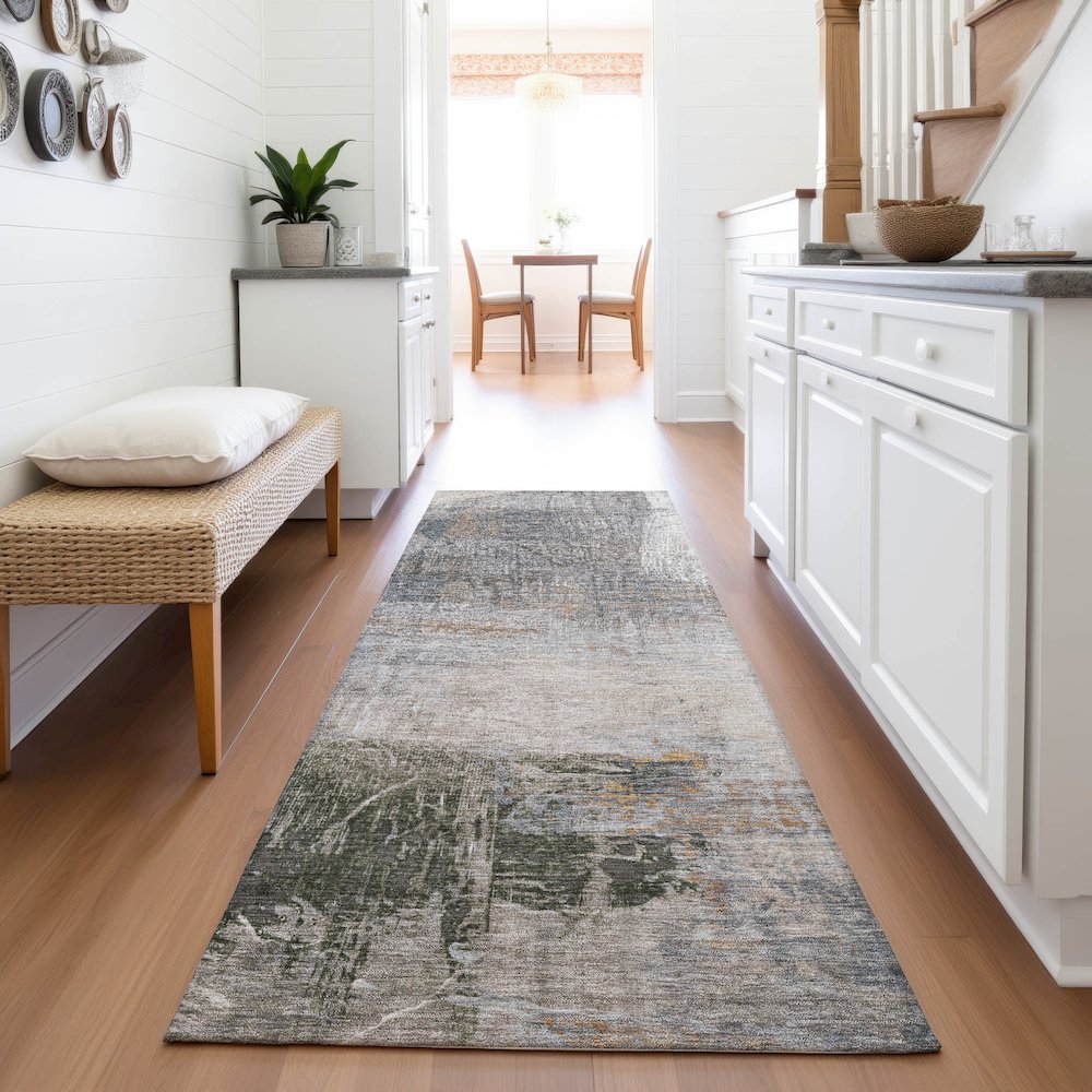 Machine Washable Indoor/Outdoor Chantille ACN2117 Putty 2'3" x 7'6" Runner Rug