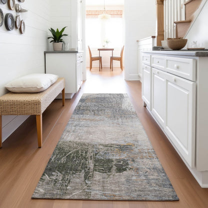 Machine Washable Indoor/Outdoor Chantille ACN2117 Putty 2'3" x 7'6" Runner Rug