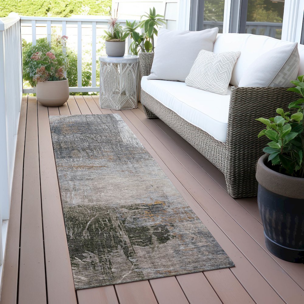 Machine Washable Indoor/Outdoor Chantille ACN2117 Putty 2'3" x 7'6" Runner Rug