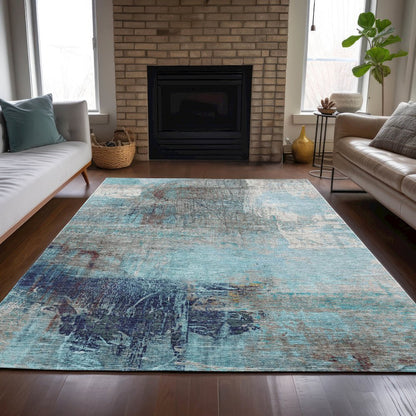 Machine Washable Indoor/Outdoor Chantille ACN2117 Teal 2'6" x 3'10" Rug