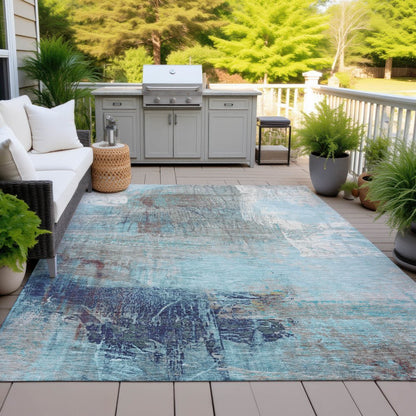 Machine Washable Indoor/Outdoor Chantille ACN2117 Teal 2'6" x 3'10" Rug