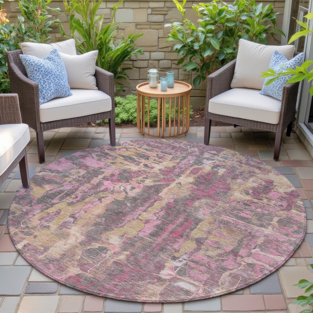 Machine Washable Indoor/Outdoor Chantille ACN2120 Blush 8' x 8' Round Rug