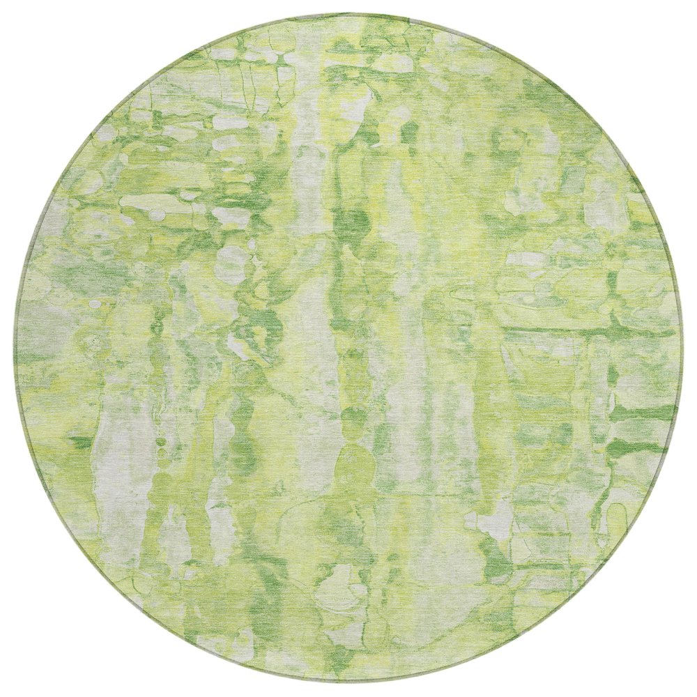 Machine Washable Indoor/Outdoor Chantille ACN2120 Lime 8' x 8' Round Rug