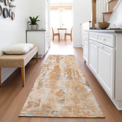 Machine Washable Indoor/Outdoor Chantille ACN2120 Orange 2'3" x 7'6" Runner Rug