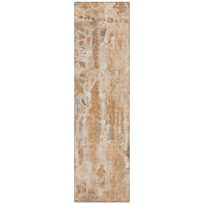 Machine Washable Indoor/Outdoor Chantille ACN2120 Orange 2'3" x 7'6" Runner Rug
