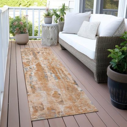 Machine Washable Indoor/Outdoor Chantille ACN2120 Orange 2'3" x 7'6" Runner Rug