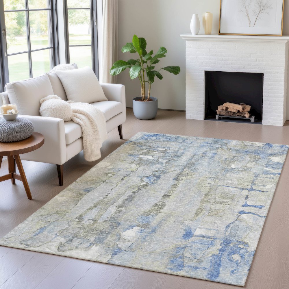 Machine Washable Indoor/Outdoor Chantille ACN2120 Sky 2'6" x 3'10" Rug