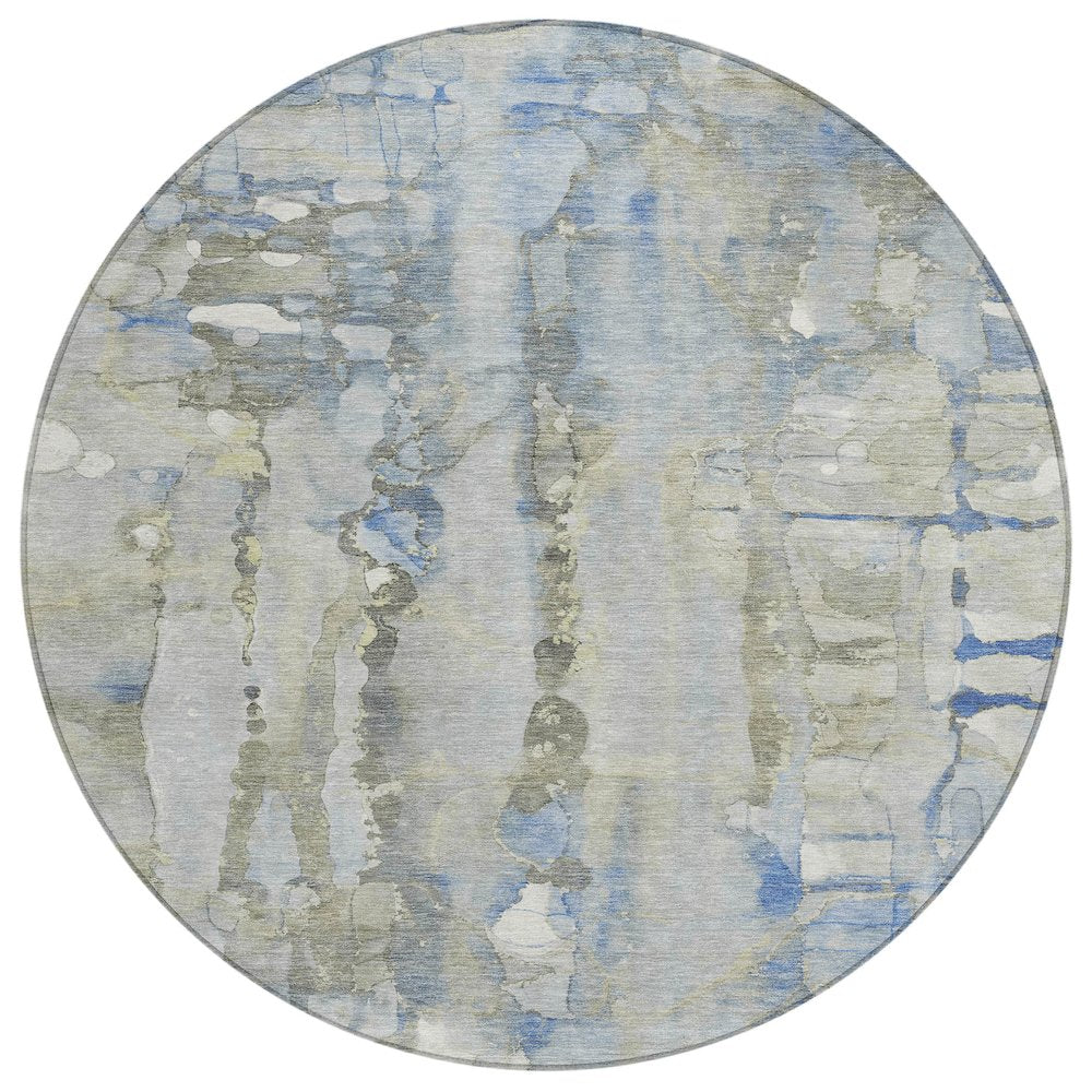 Machine Washable Indoor/Outdoor Chantille ACN2120 Sky 8' x 8' Round Rug