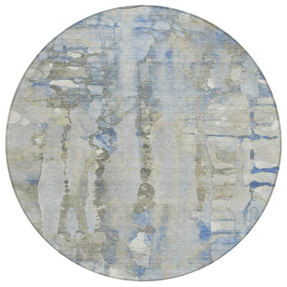 Machine Washable Indoor/Outdoor Chantille ACN2120 Sky 8' x 8' Round Rug
