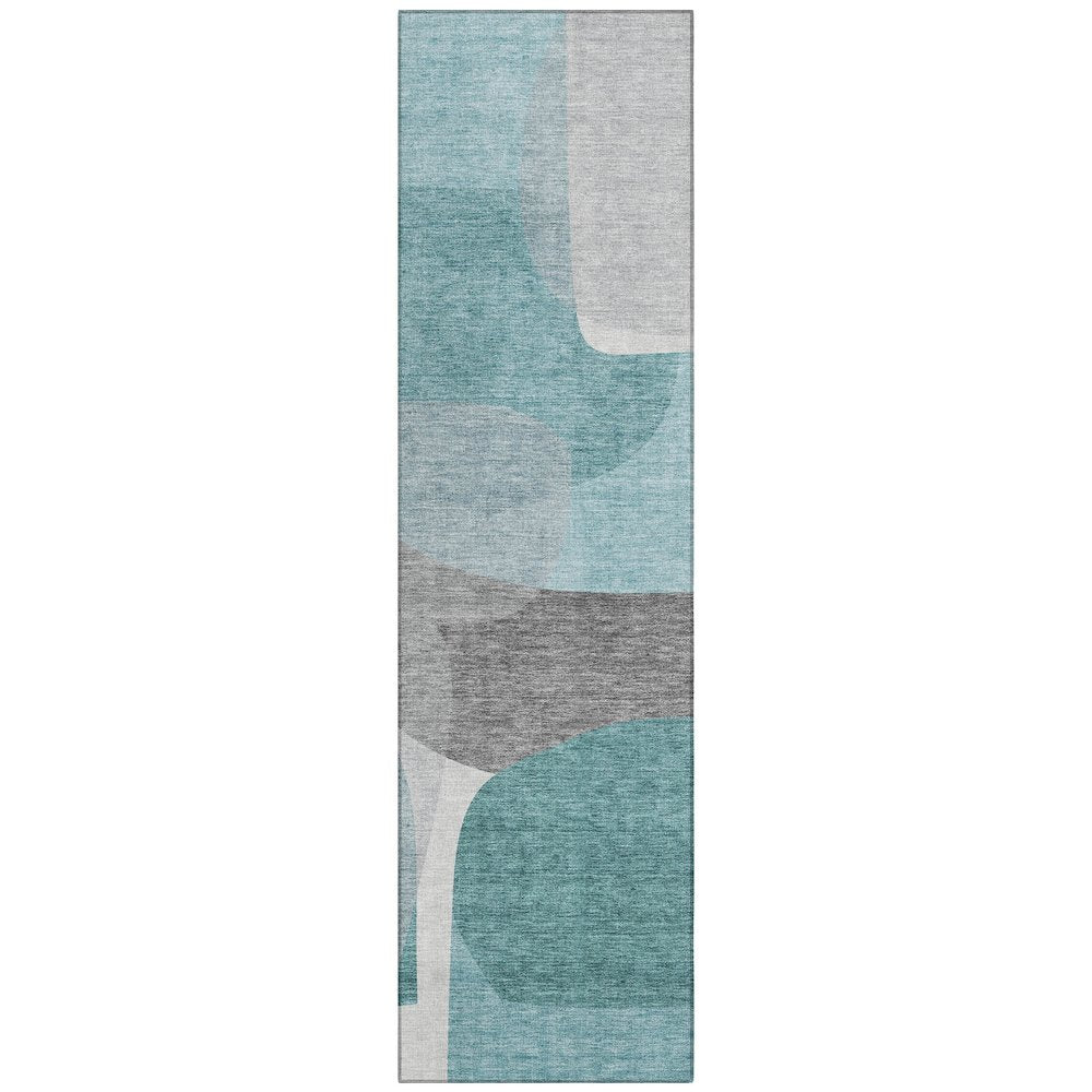 Machine Washable Indoor/Outdoor Chantille ACN2121 Teal 2'3" x 7'6" Runner Rug