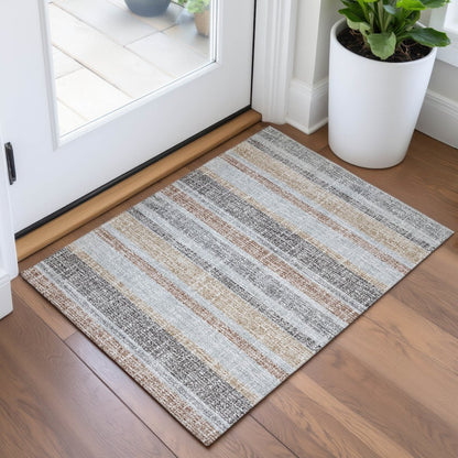 Machine Washable Indoor/Outdoor Chantille ACN2122 Gray 1'8" x 2'6" Rug