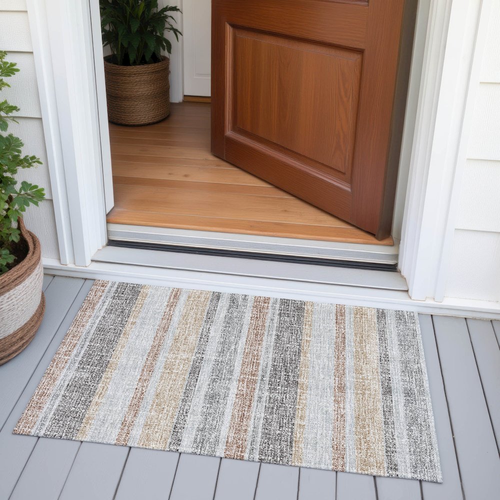Machine Washable Indoor/Outdoor Chantille ACN2122 Gray 1'8" x 2'6" Rug
