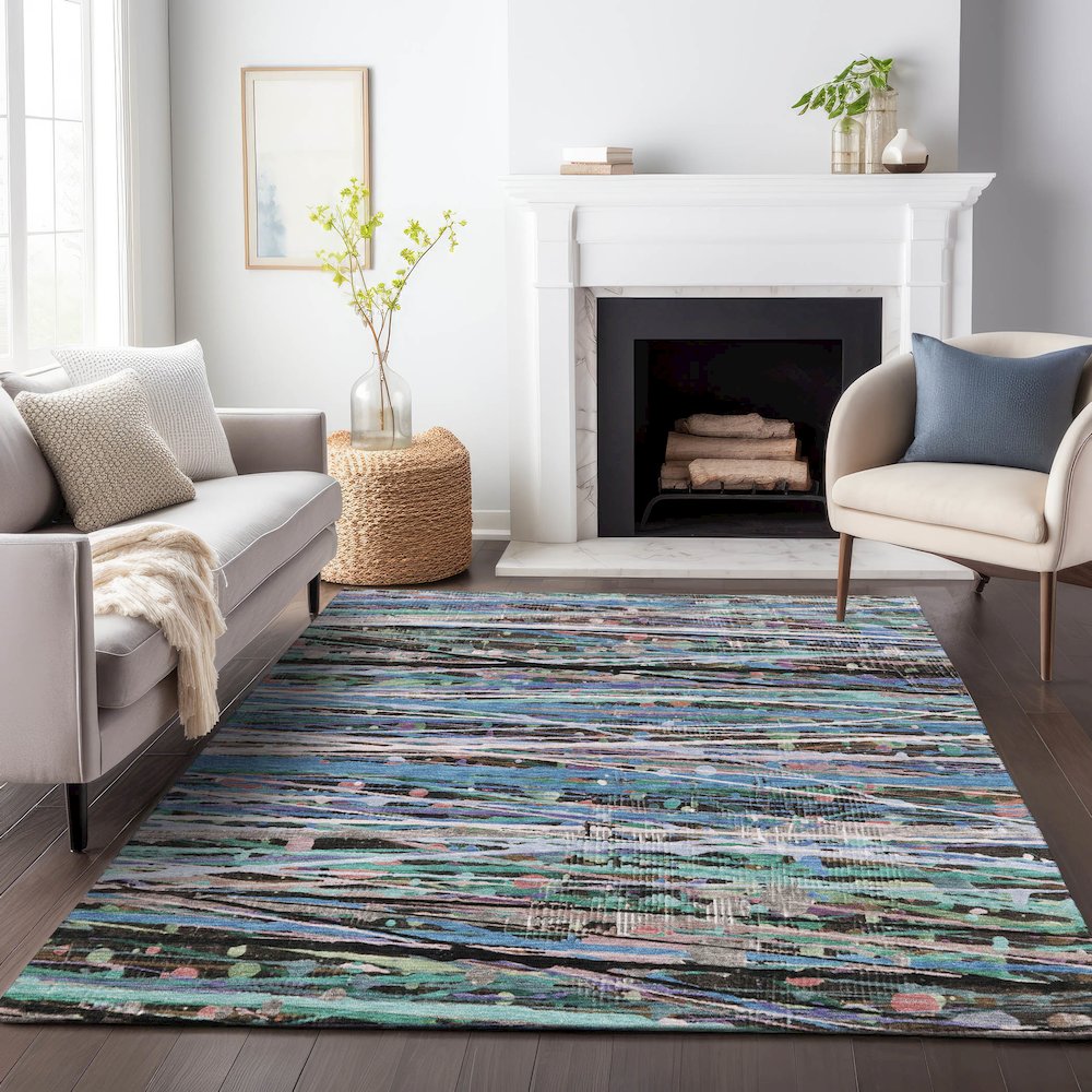 Machine Washable Indoor/Outdoor Chantille ACN2125 Blue 2'6" x 3'10" Rug