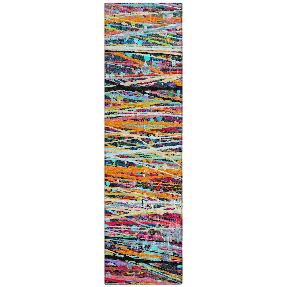 Machine Washable Indoor/Outdoor Chantille ACN2125 Orange 2'3" x 7'6" Runner Rug