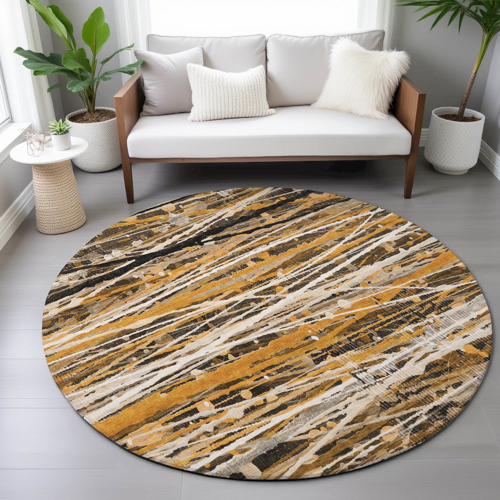 Machine Washable Indoor/Outdoor Chantille ACN2126 Copper 8' x 8' Round Rug