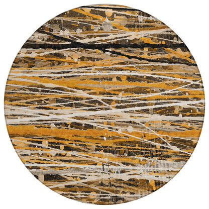 Machine Washable Indoor/Outdoor Chantille ACN2126 Copper 8' x 8' Round Rug