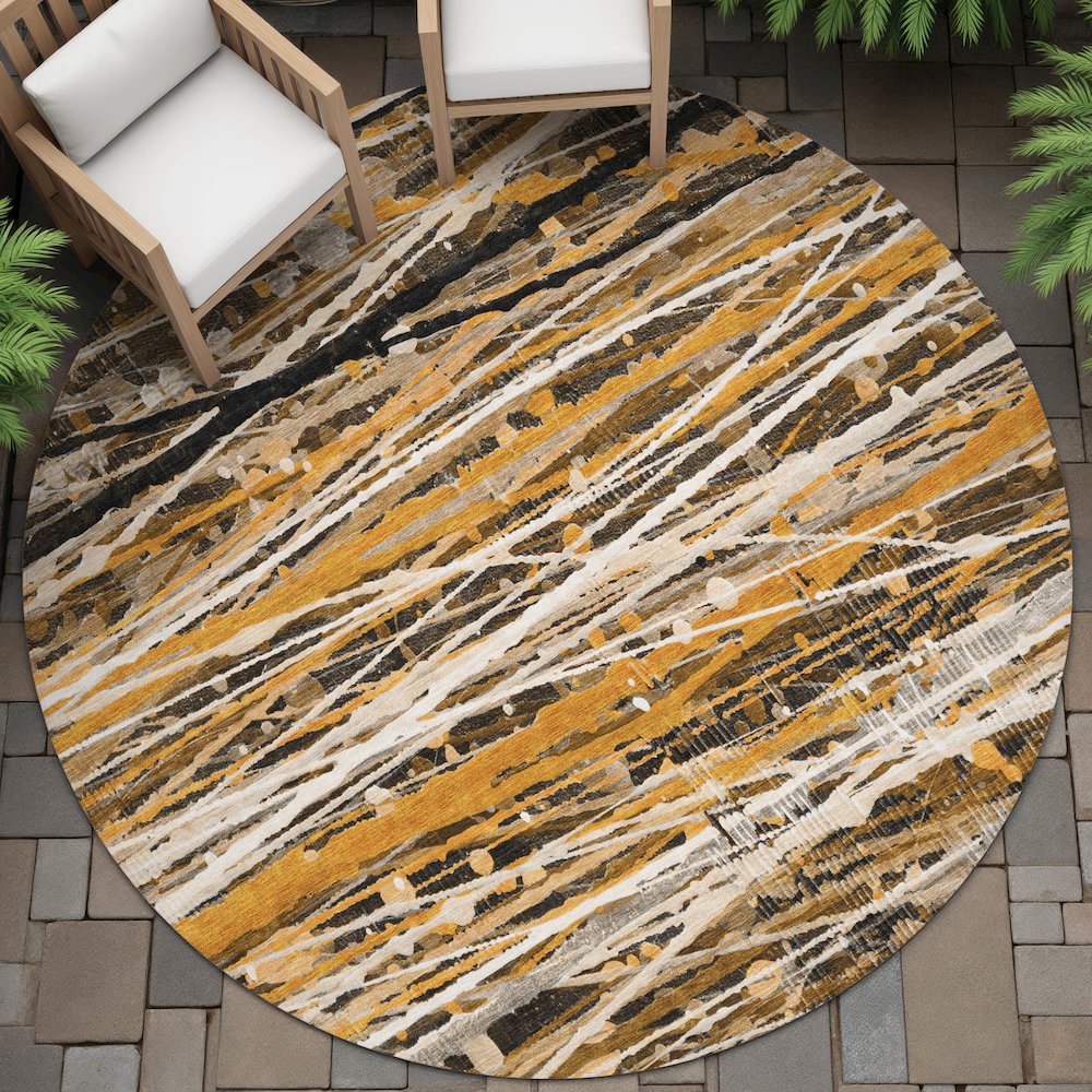 Machine Washable Indoor/Outdoor Chantille ACN2126 Copper 8' x 8' Round Rug