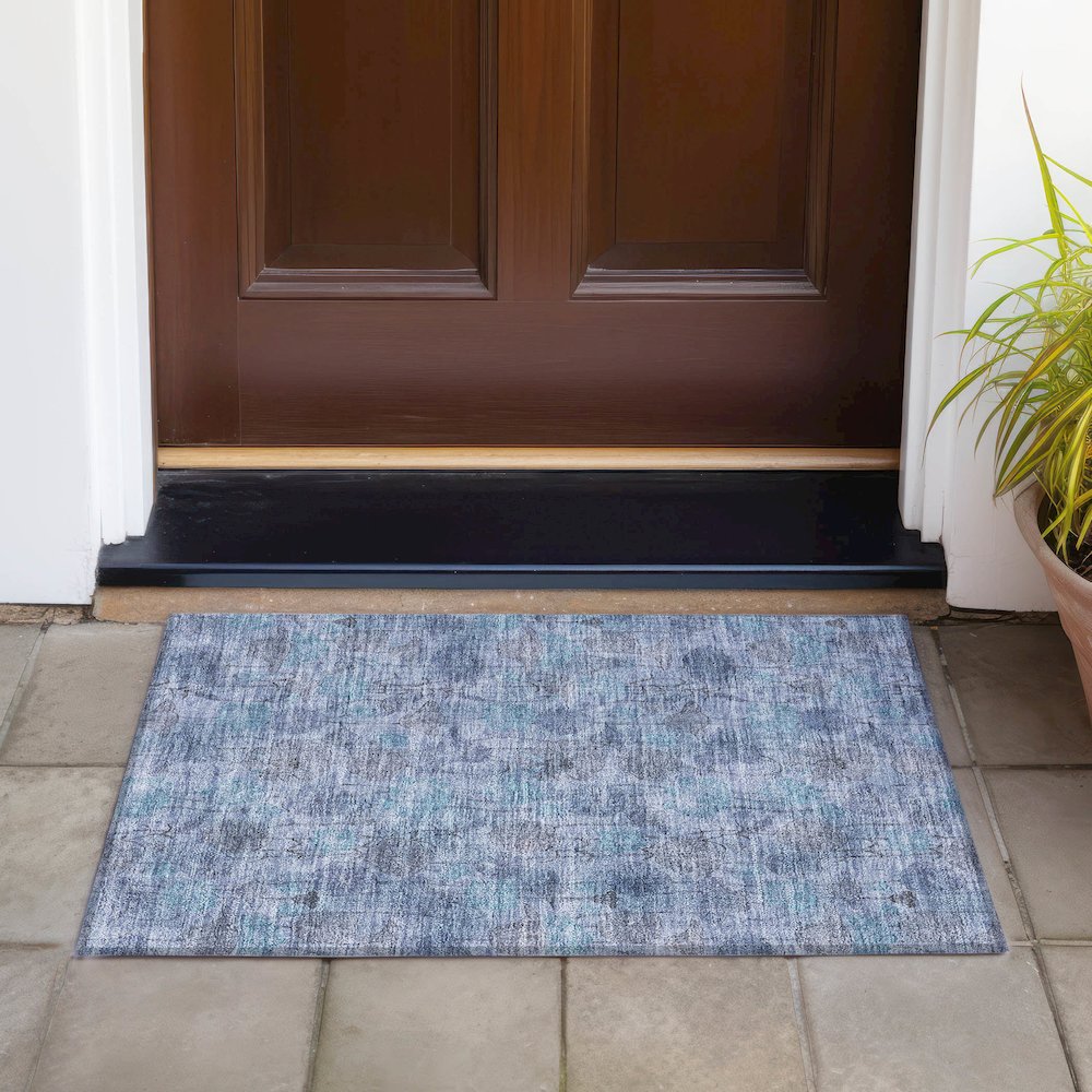 Machine Washable Indoor/Outdoor Chantille ACN2128 Blue 1'8" x 2'6" Rug
