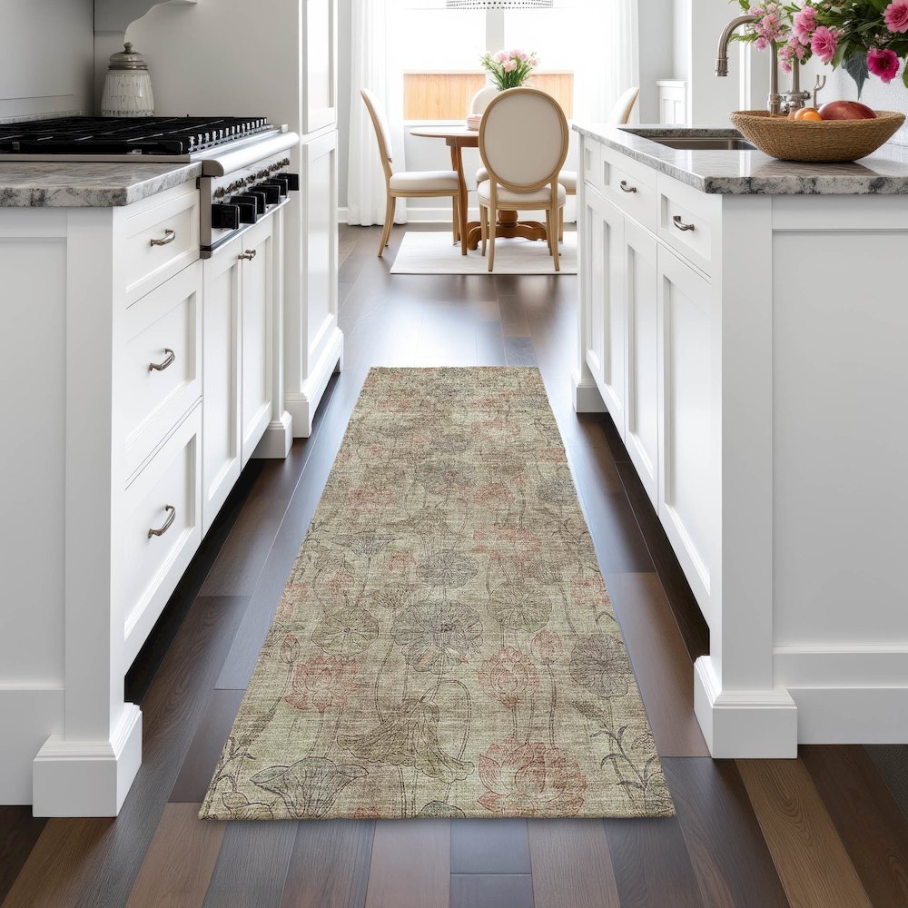 Machine Washable Indoor/Outdoor Chantille ACN2128 Brown 2'3" x 7'6" Runner Rug