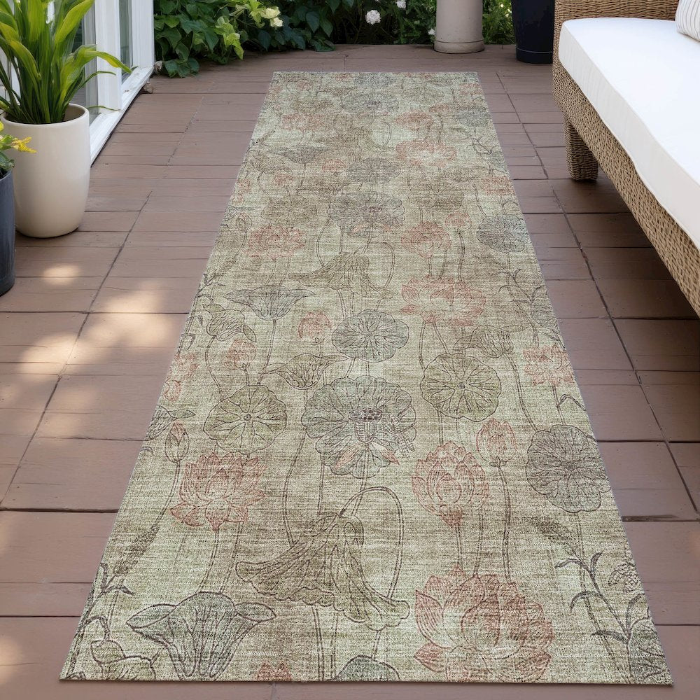 Machine Washable Indoor/Outdoor Chantille ACN2128 Brown 2'3" x 7'6" Runner Rug