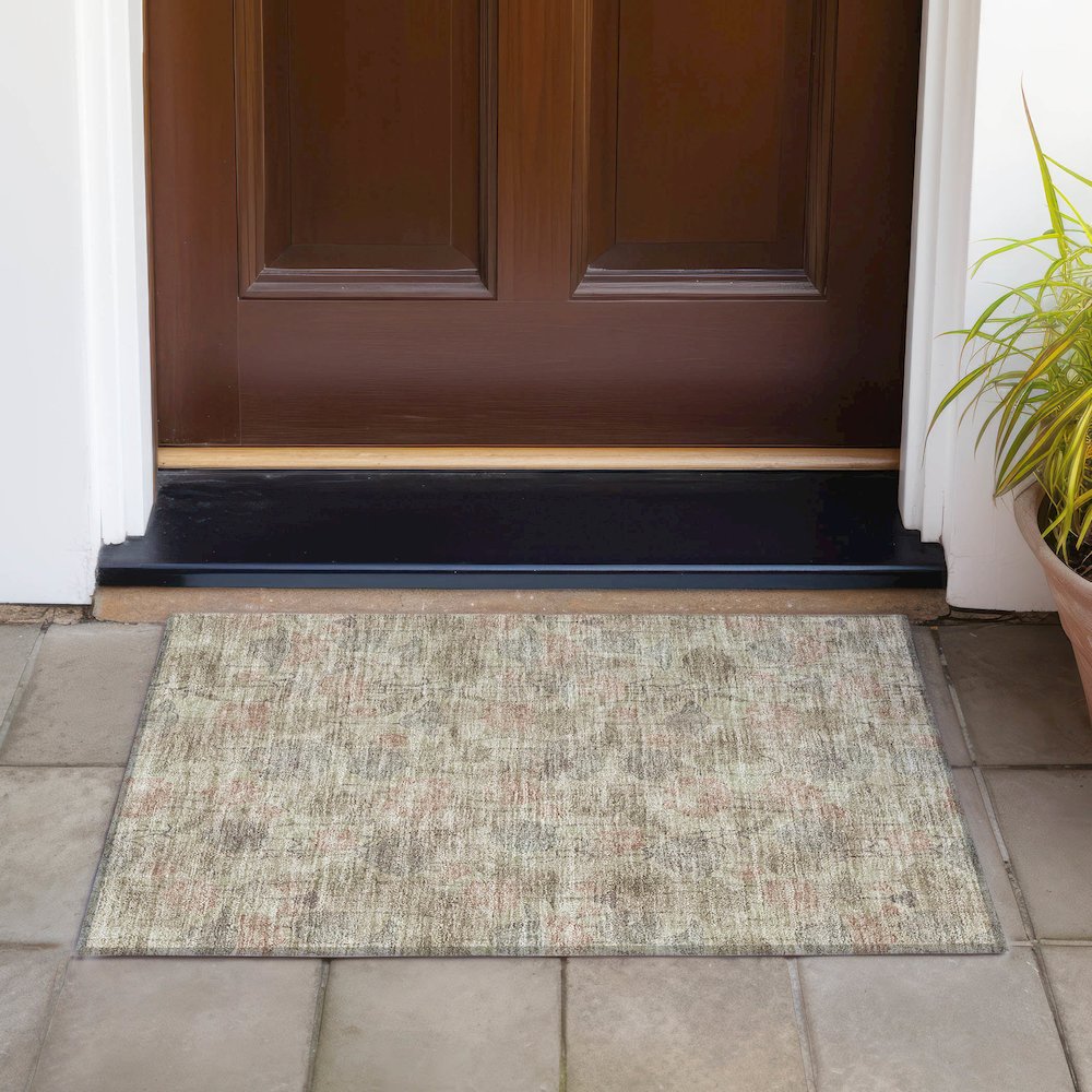 Machine Washable Indoor/Outdoor Chantille ACN2128 Brown 1'8" x 2'6" Rug
