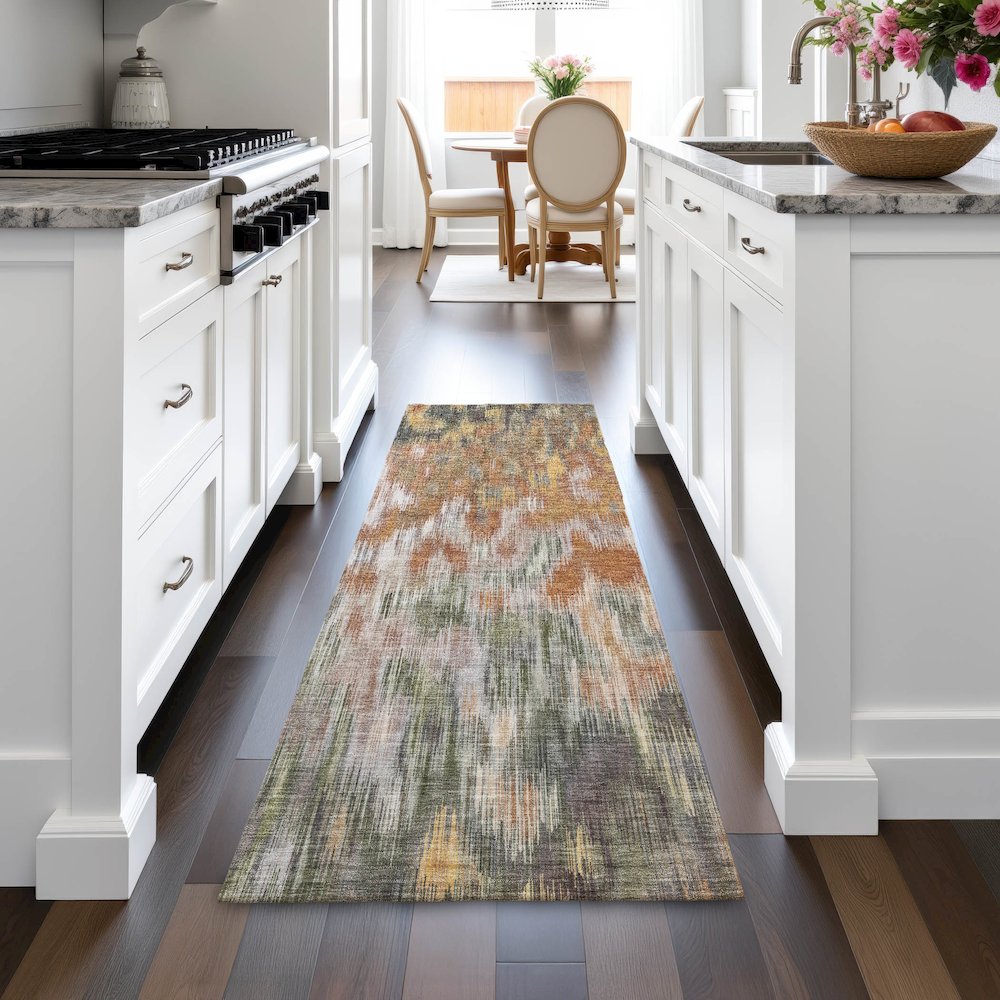Machine Washable Indoor/Outdoor Chantille ACN2129 Terracotta 2'3"x7'6"Runner Rug