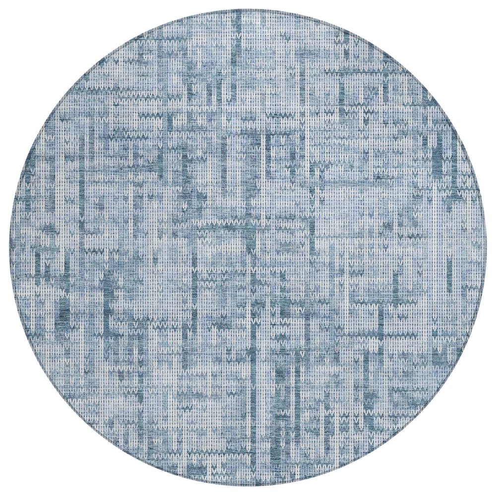 Machine Washable Indoor/Outdoor Chantille ACN2130 Blue 8' x 8' Round Rug