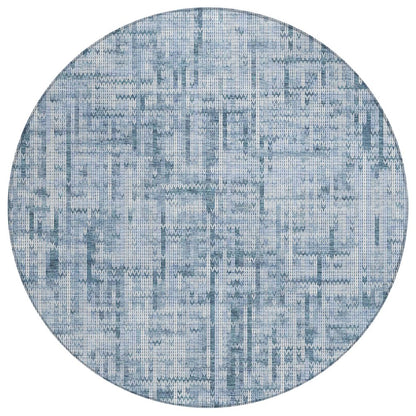 Machine Washable Indoor/Outdoor Chantille ACN2130 Blue 8' x 8' Round Rug