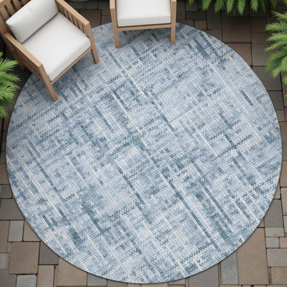Machine Washable Indoor/Outdoor Chantille ACN2130 Blue 8' x 8' Round Rug