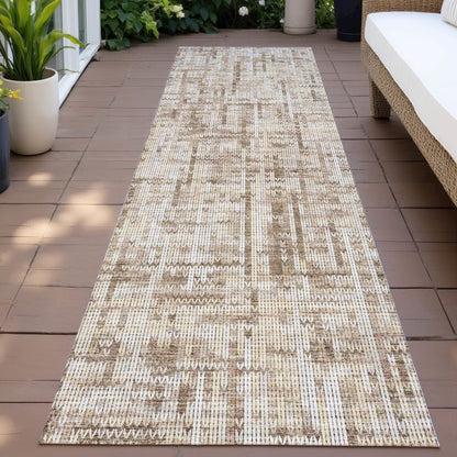 Machine Washable Indoor/Outdoor Chantille ACN2130 Brown 2'3" x 7'6" Runner Rug
