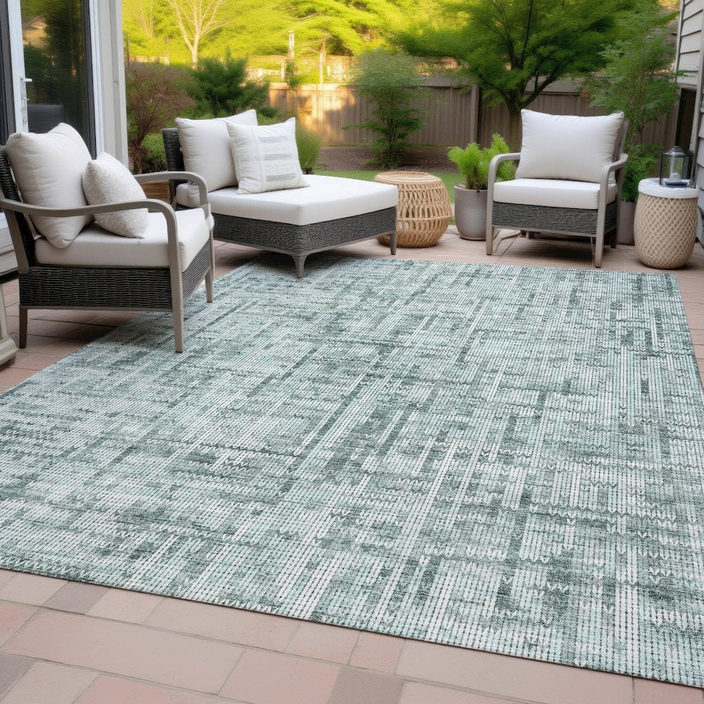 Machine Washable Indoor/Outdoor Chantille ACN2130 Teal 2'6" x 3'10" Rug