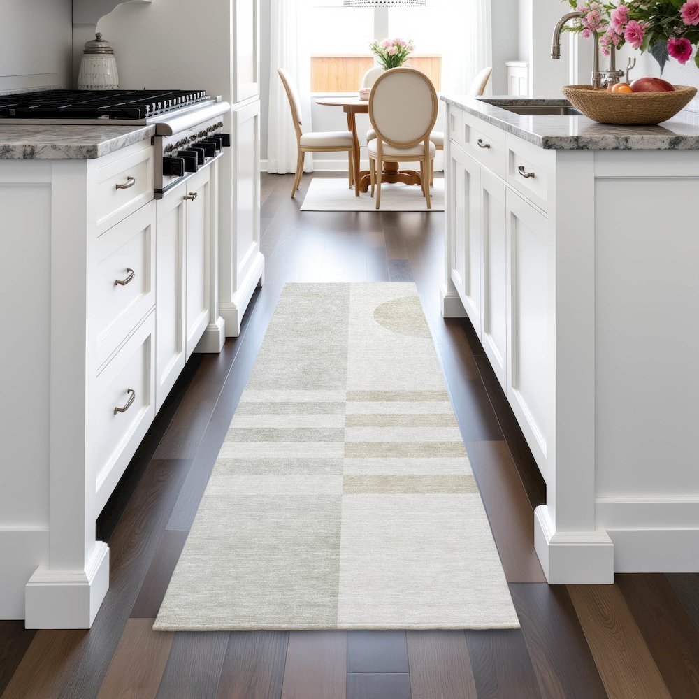 Machine Washable Indoor/Outdoor Chantille ACN2131 Linen 2'3" x 7'6" Runner Rug