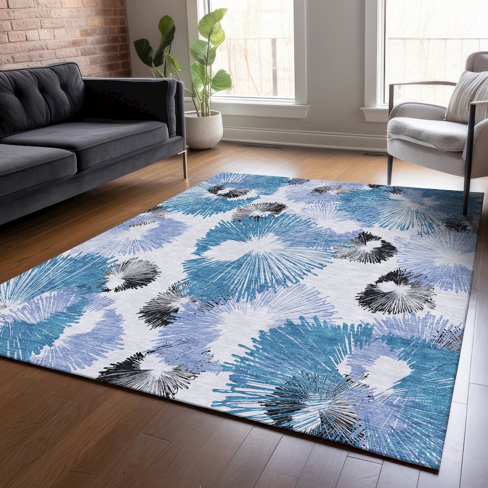 Machine Washable Indoor/Outdoor Chantille ACN2132 Blue 2'6" x 3'10" Rug