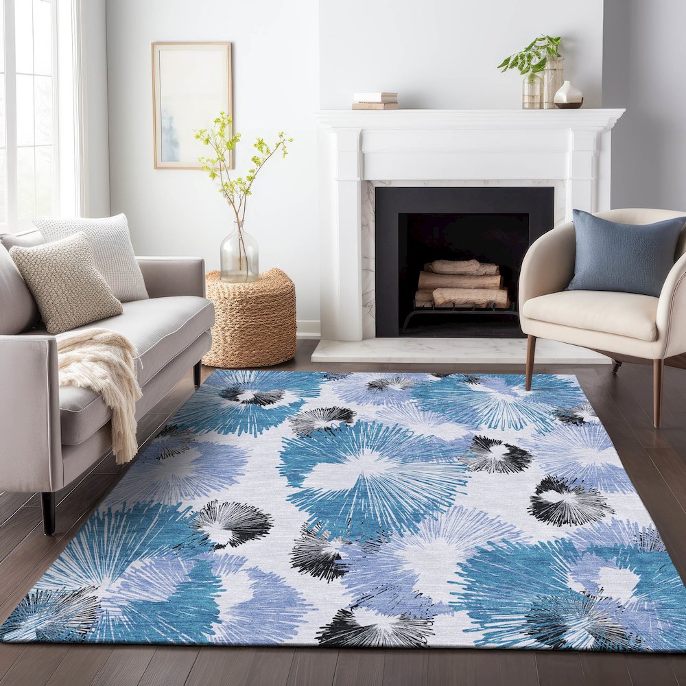 Machine Washable Indoor/Outdoor Chantille ACN2132 Blue 2'6" x 3'10" Rug