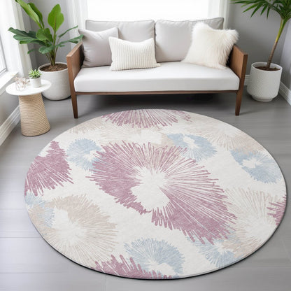Machine Washable Indoor/Outdoor Chantille ACN2132 Blush 8' x 8' Round Rug