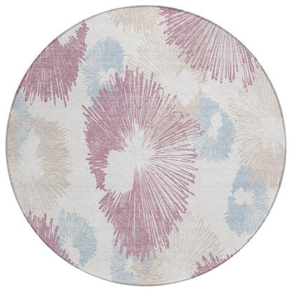 Machine Washable Indoor/Outdoor Chantille ACN2132 Blush 8' x 8' Round Rug