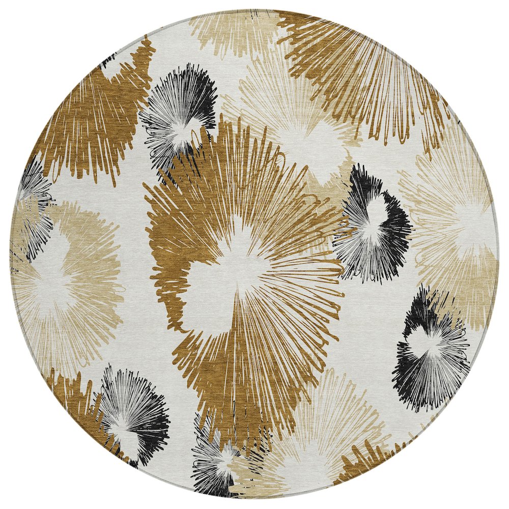 Machine Washable Indoor/Outdoor Chantille ACN2132 Chocolate 8' x 8' Round Rug