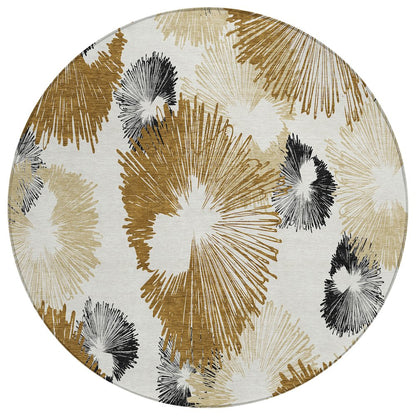 Machine Washable Indoor/Outdoor Chantille ACN2132 Chocolate 8' x 8' Round Rug