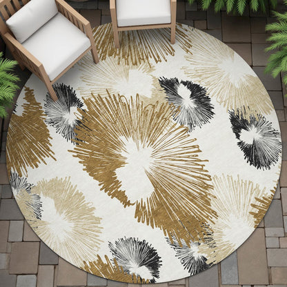 Machine Washable Indoor/Outdoor Chantille ACN2132 Chocolate 8' x 8' Round Rug