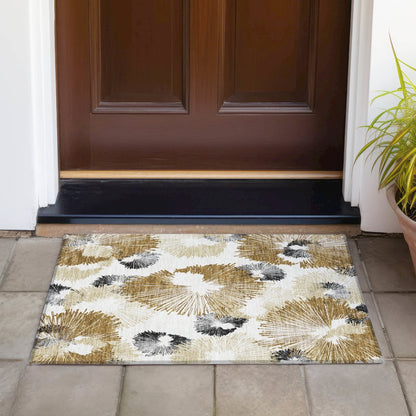 Machine Washable Indoor/Outdoor Chantille ACN2132 Chocolate 1'8" x 2'6" Rug