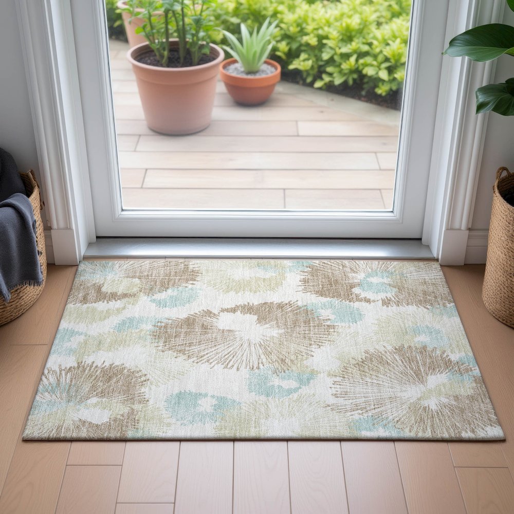 Machine Washable Indoor/Outdoor Chantille ACN2132 Mocha 1'8" x 2'6" Rug