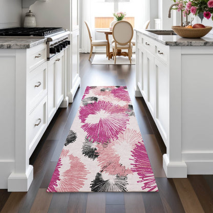 Machine Washable Indoor/Outdoor Chantille ACN2132 Pink 2'3" x 7'6" Runner Rug