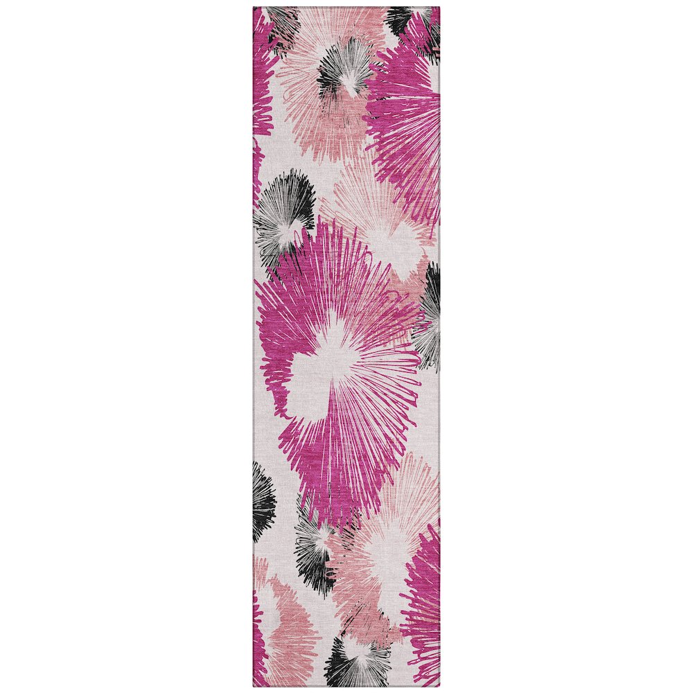 Machine Washable Indoor/Outdoor Chantille ACN2132 Pink 2'3" x 7'6" Runner Rug
