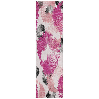 Machine Washable Indoor/Outdoor Chantille ACN2132 Pink 2'3" x 7'6" Runner Rug