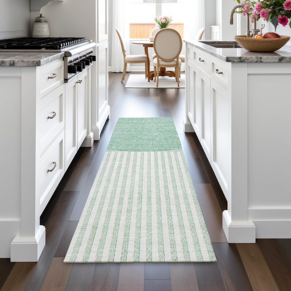 Machine Washable Indoor/Outdoor Chantille ACN2134 Teal 2'3" x 7'6" Runner Rug