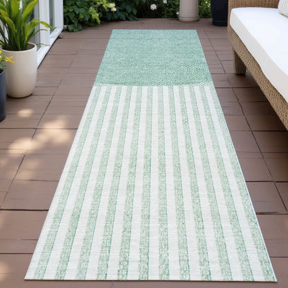 Machine Washable Indoor/Outdoor Chantille ACN2134 Teal 2'3" x 7'6" Runner Rug