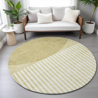 Machine Washable Indoor/Outdoor Chantille ACN2134 Wheat 8' x 8' Round Rug