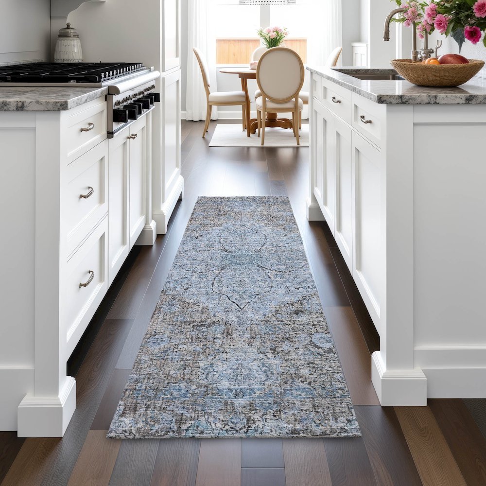 Machine Washable Indoor/Outdoor Chantille ACN2136 Gray 2'3" x 7'6" Runner Rug
