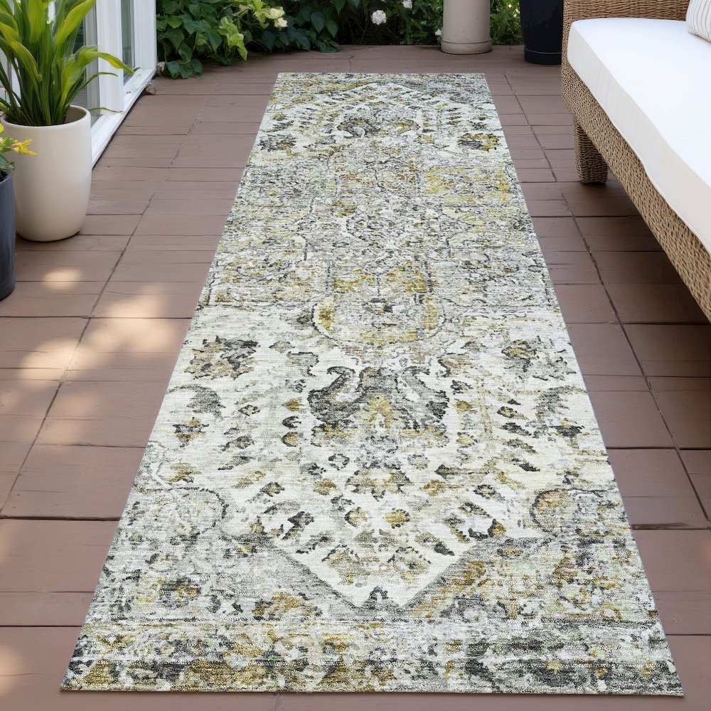 Machine Washable Indoor/Outdoor Chantille ACN2138 Beige 2'3" x 7'6" Runner Rug