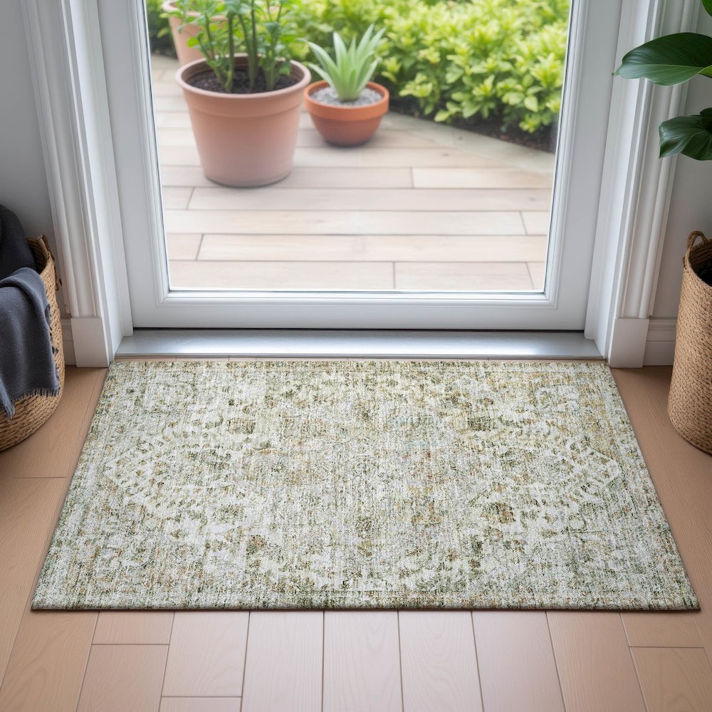 Machine Washable Indoor/Outdoor Chantille ACN2138 Ivory 1'8" x 2'6" Rug